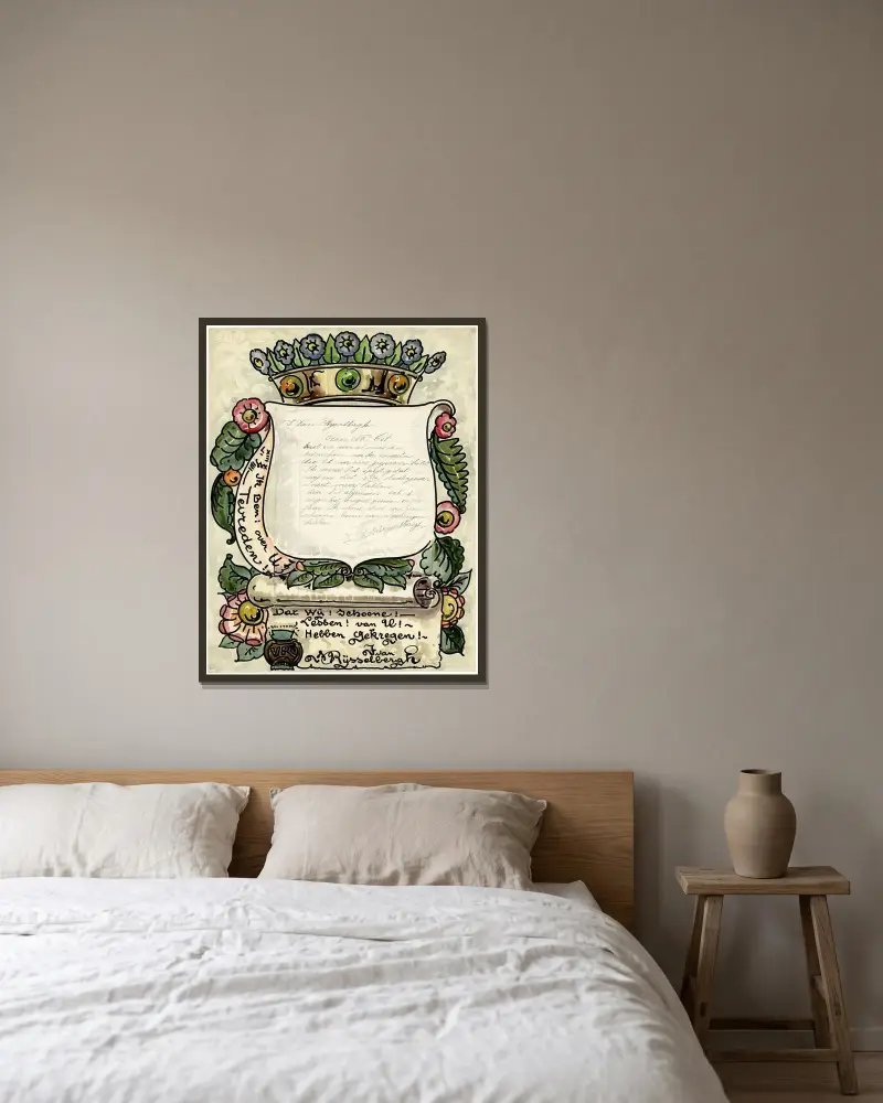 Brief von Rijsselbergh von Alfred Ost gerahmt an einer Wand