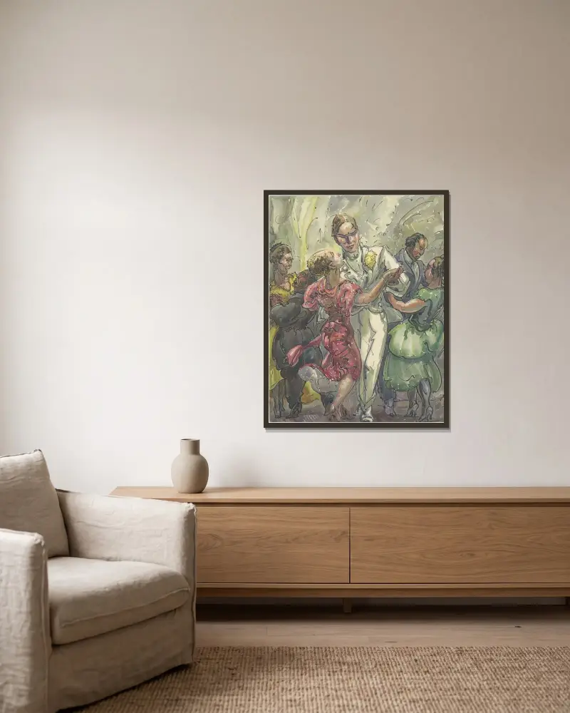 Tänzer, 1936 von Alfred Ost gerahmt an einer Wand