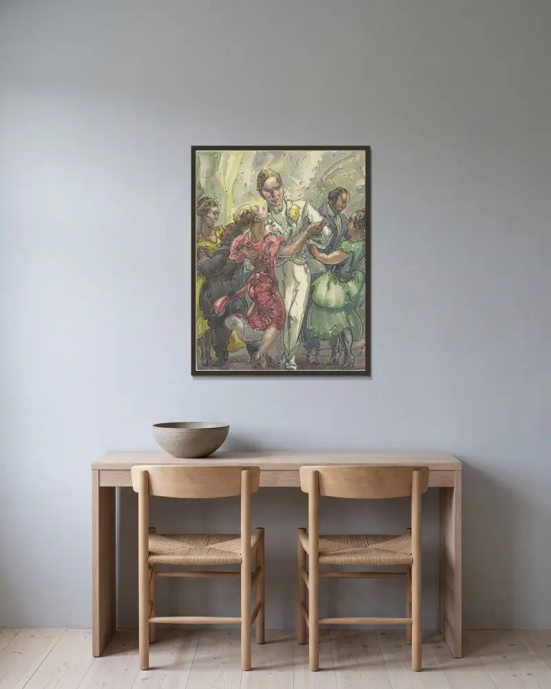 Tänzer, 1936 von Alfred Ost gerahmt an einer Wand