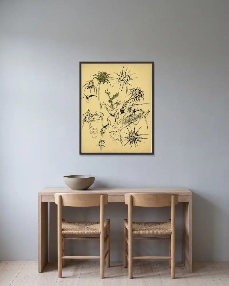 Distel, 2. Sorte von Alfred Ost gerahmt an einer Wand