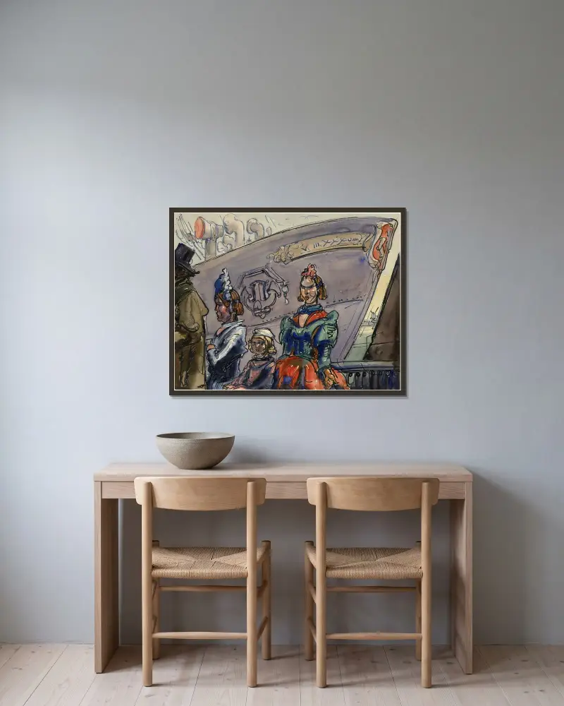 Drie dames aan de kade av Alfred Ost inramad på en vägg