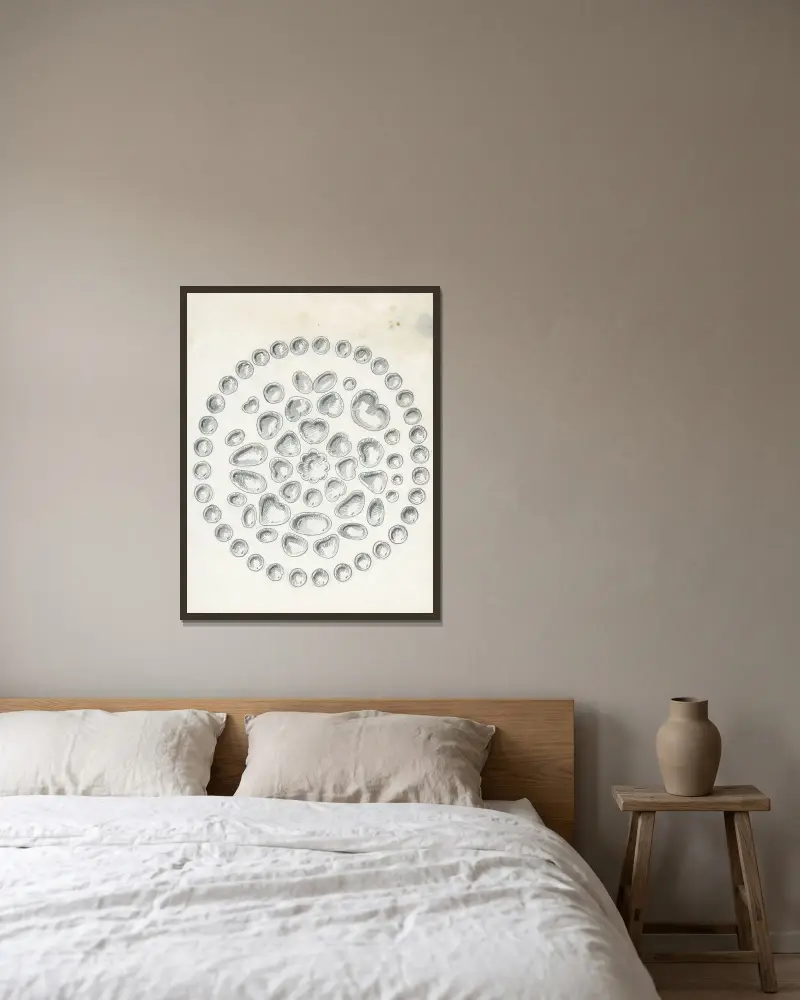 Edelsteine von Alfred Ost gerahmt an einer Wand