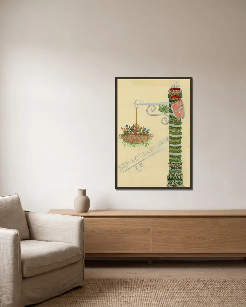 Hängepot von Alfred Ost gerahmt an einer Wand