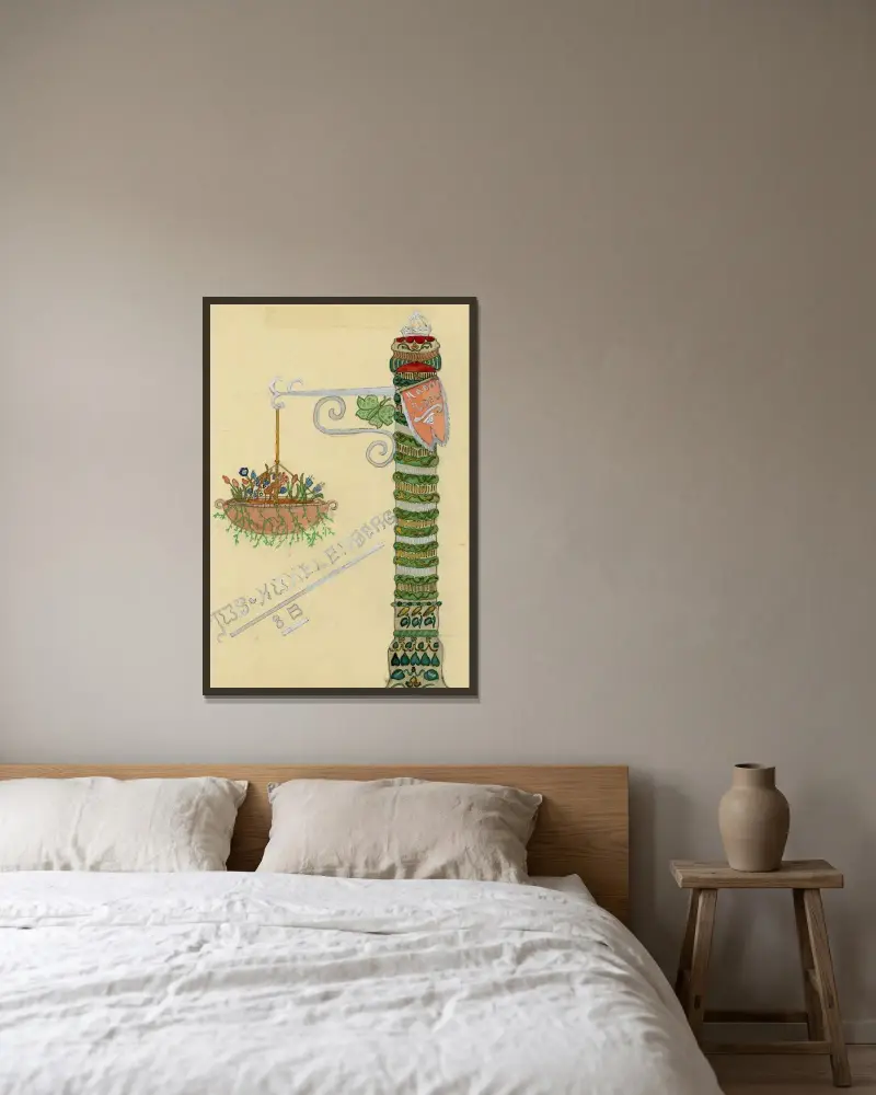 Hängepot von Alfred Ost gerahmt an einer Wand