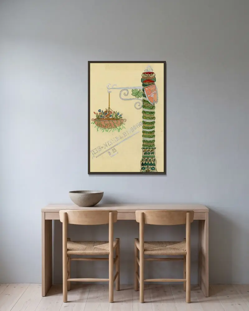 Hängepot von Alfred Ost gerahmt an einer Wand