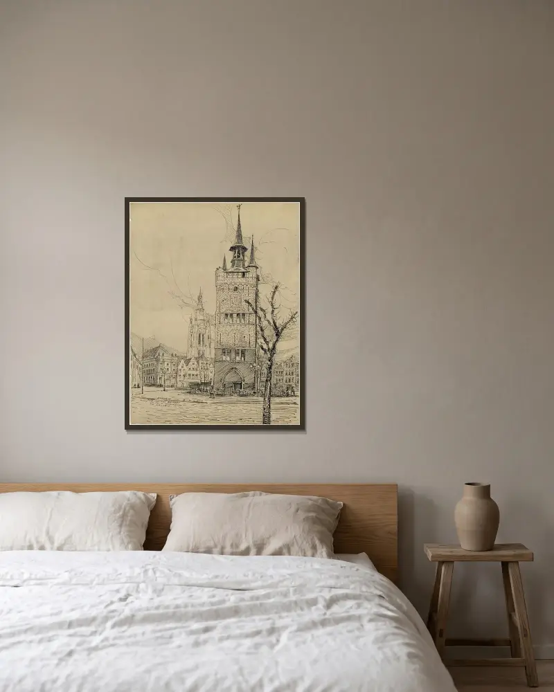 Der Belfried von Kortrijk von Alfred Ost gerahmt an einer Wand