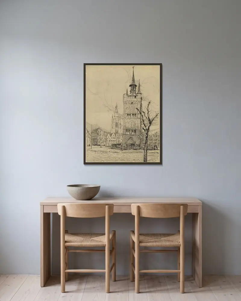 Der Belfried von Kortrijk von Alfred Ost gerahmt an einer Wand
