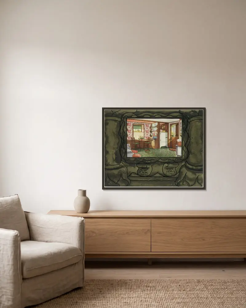 Interieur, 1934 – Nr. 3 von Alfred Ost gerahmt an einer Wand