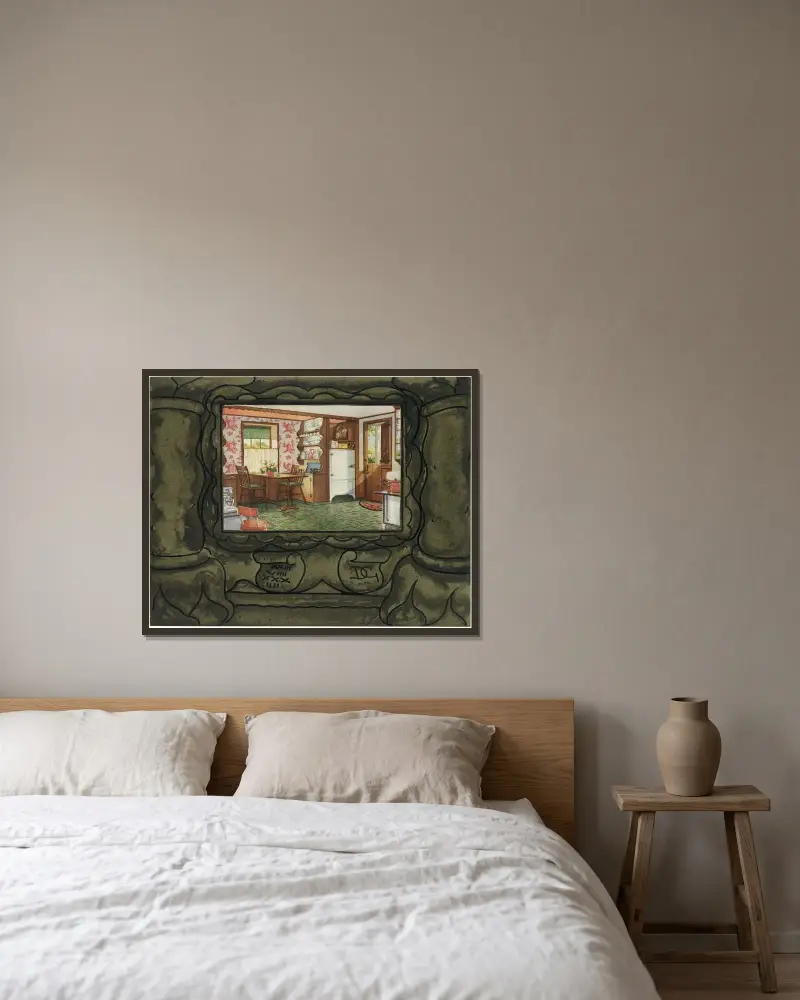 Interieur, 1934 – Nr. 3 von Alfred Ost gerahmt an einer Wand