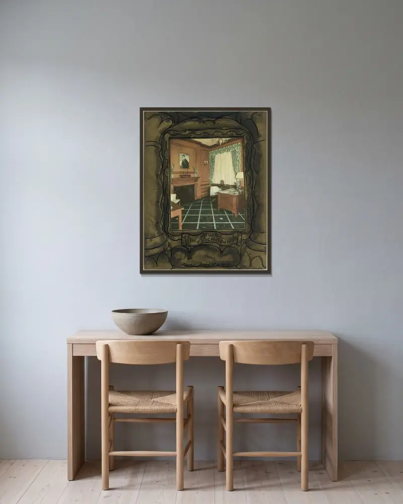 Interieur av Alfred Ost inramad på en vägg