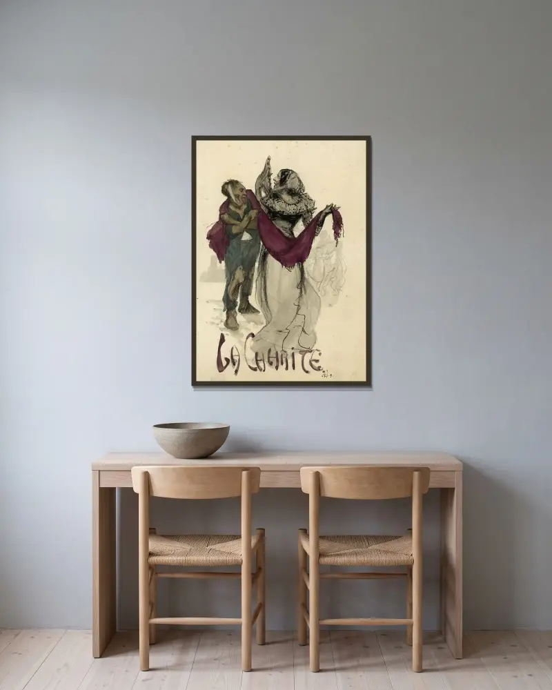 La Charité av Alfred Ost inramad på en vägg