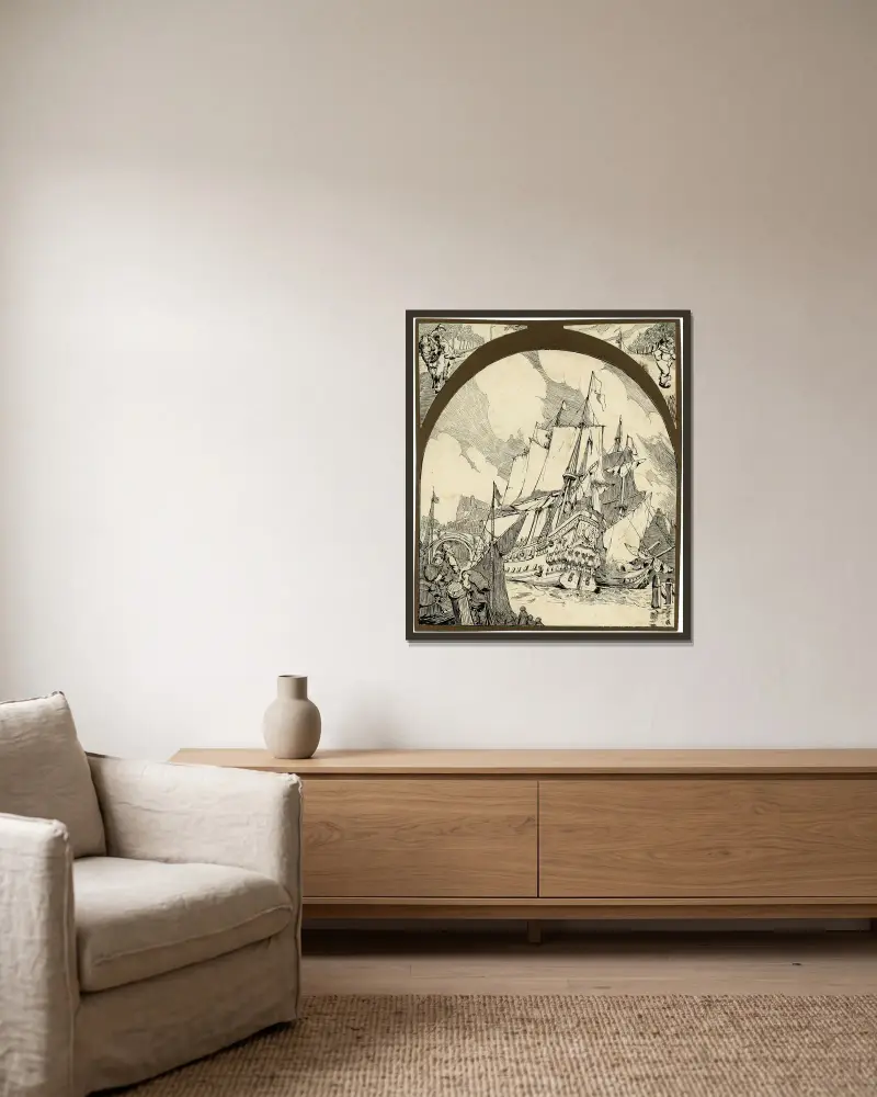 La navigation à Malines av Alfred Ost inramad på en vägg