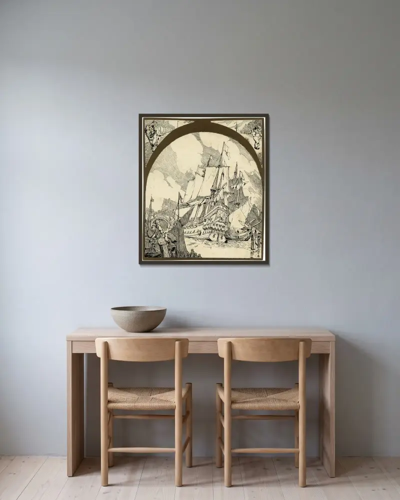 La navigation à Malines av Alfred Ost inramad på en vägg
