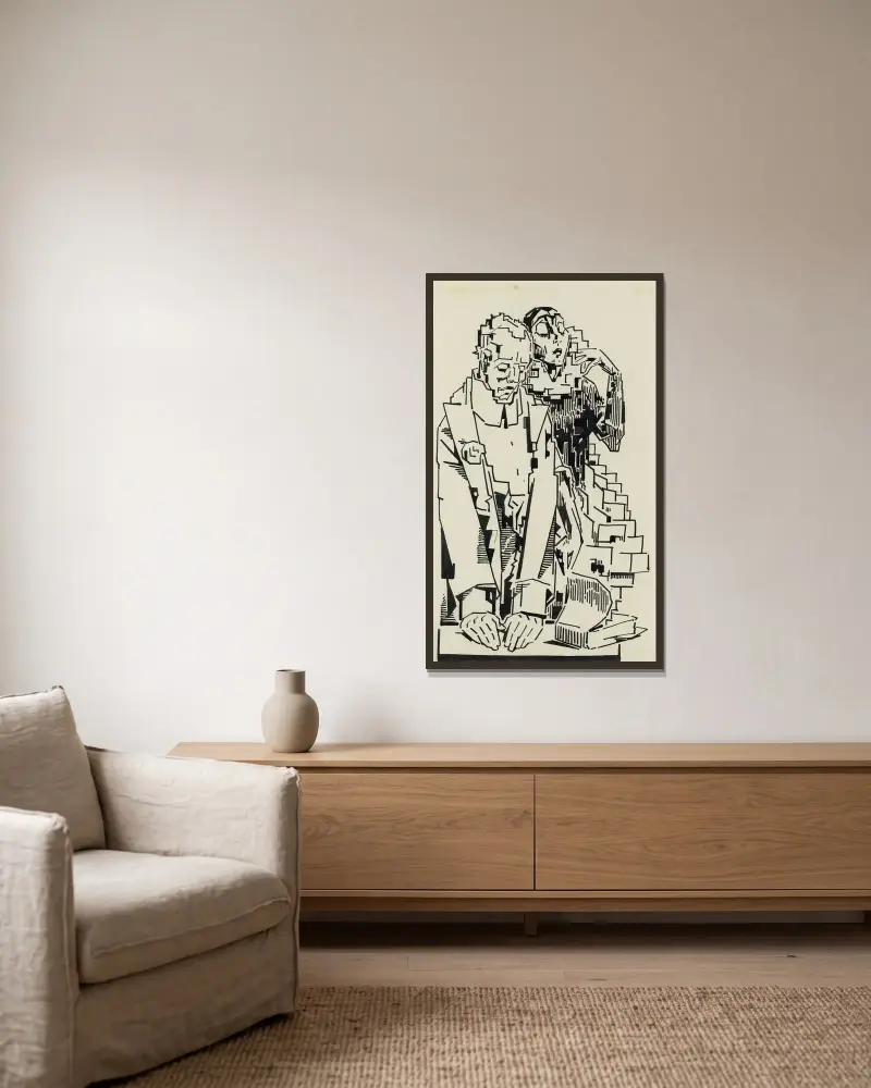 Mann und Frau von Alfred Ost gerahmt an einer Wand