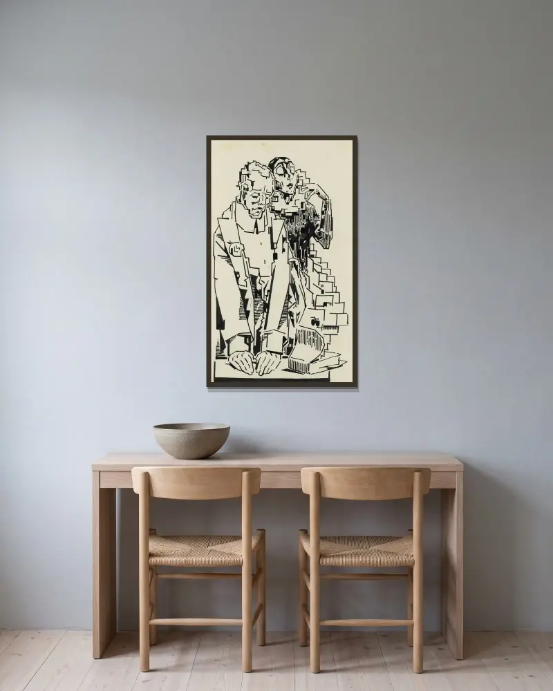 Mann und Frau von Alfred Ost gerahmt an einer Wand