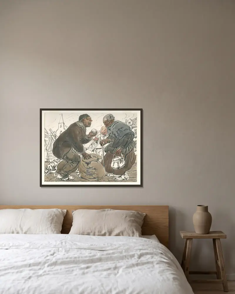 Marktszene, 1938 – Nr. 1 von Alfred Ost gerahmt an einer Wand