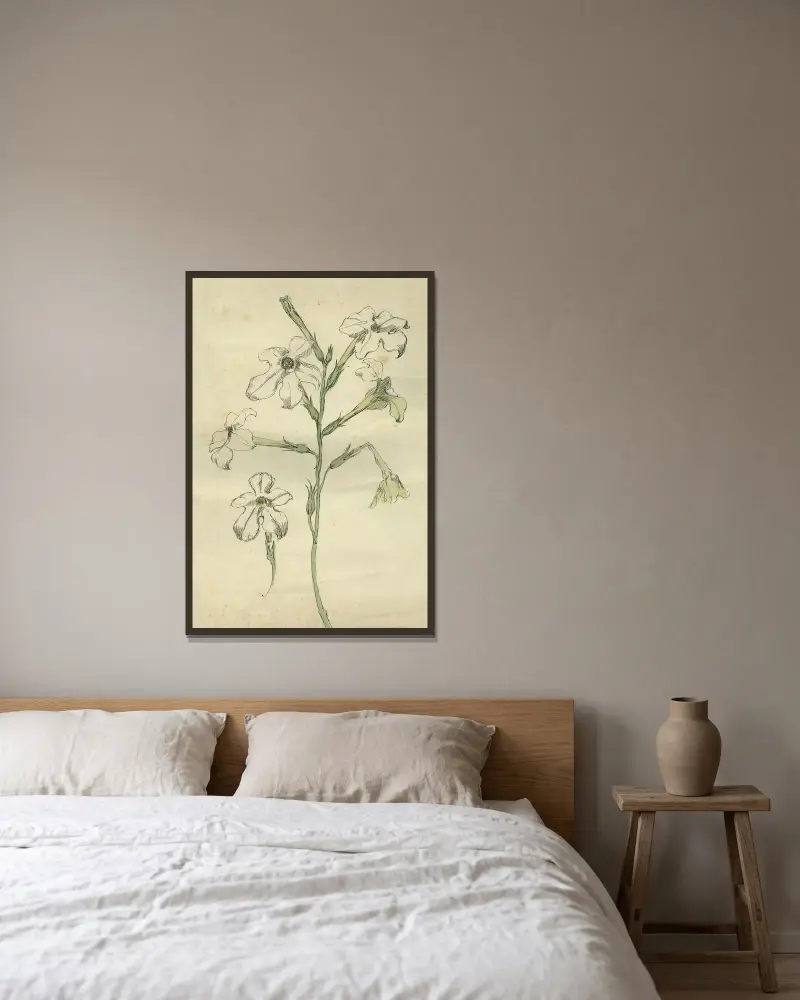 Nachttabak von Alfred Ost gerahmt an einer Wand