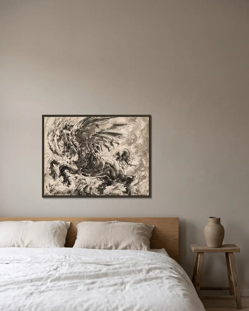 Pegasus von Alfred Ost gerahmt an einer Wand