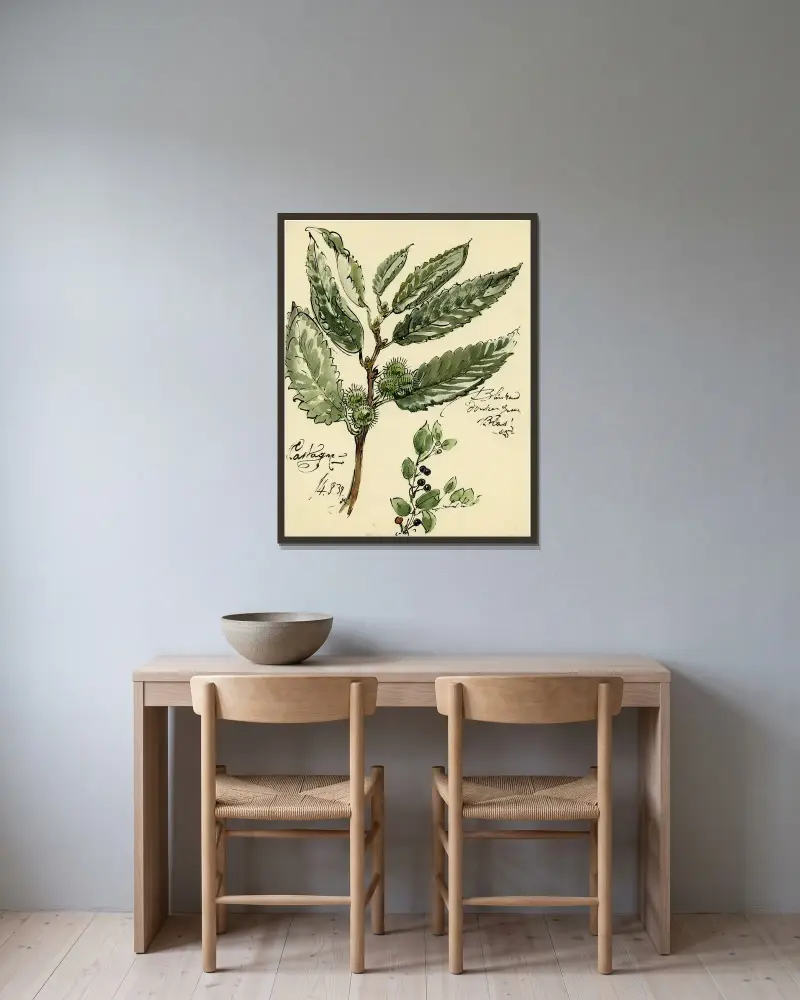 Planten av Alfred Ost inramad på en vägg