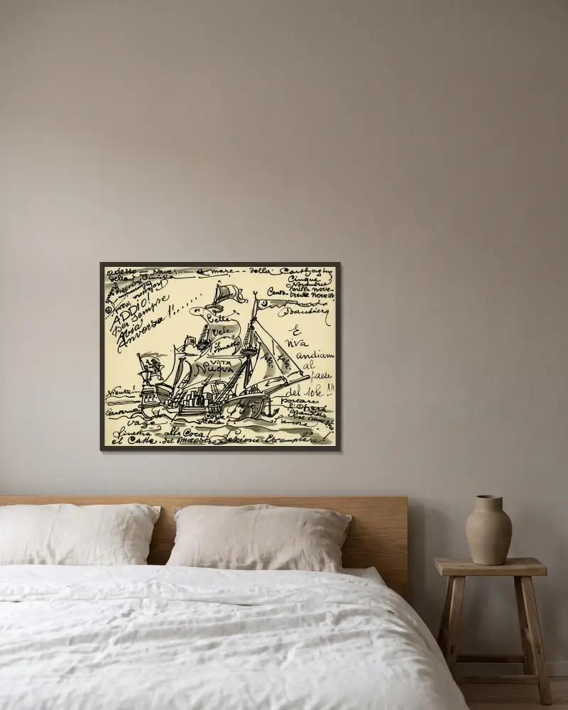 Schip Vita Nuova av Alfred Ost inramad på en vägg