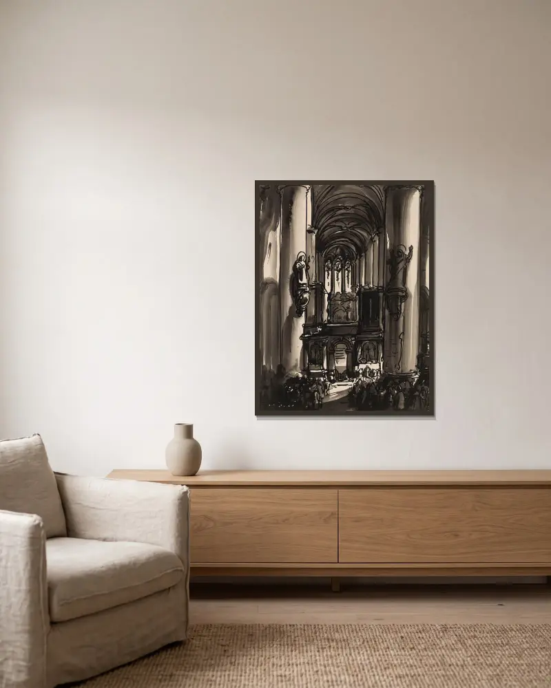 St. James’ Church in Antwerp av Alfred Ost inramad på en vägg