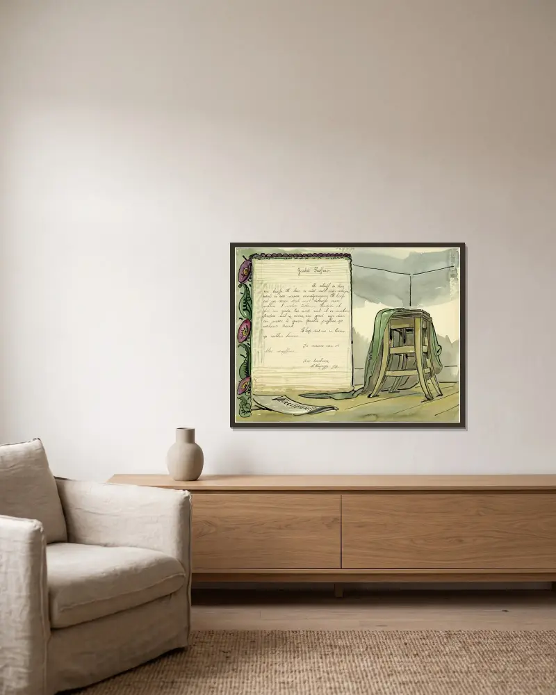 Stuhl von Alfred Ost gerahmt an einer Wand