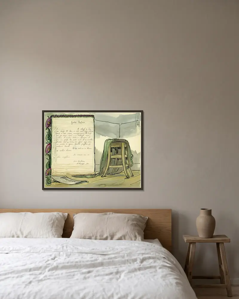 Stuhl von Alfred Ost gerahmt an einer Wand