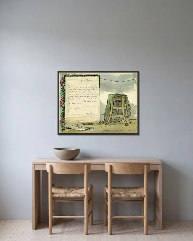 Stuhl von Alfred Ost gerahmt an einer Wand