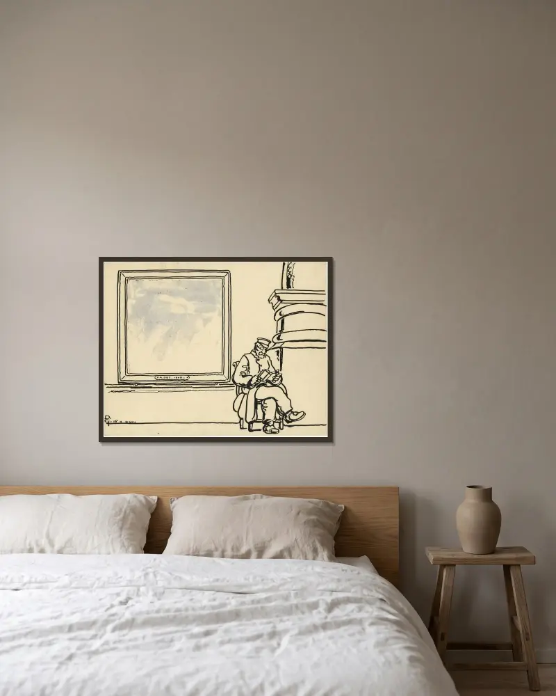Suppoost naast schilderij van Ost. av Alfred Ost inramad på en vägg