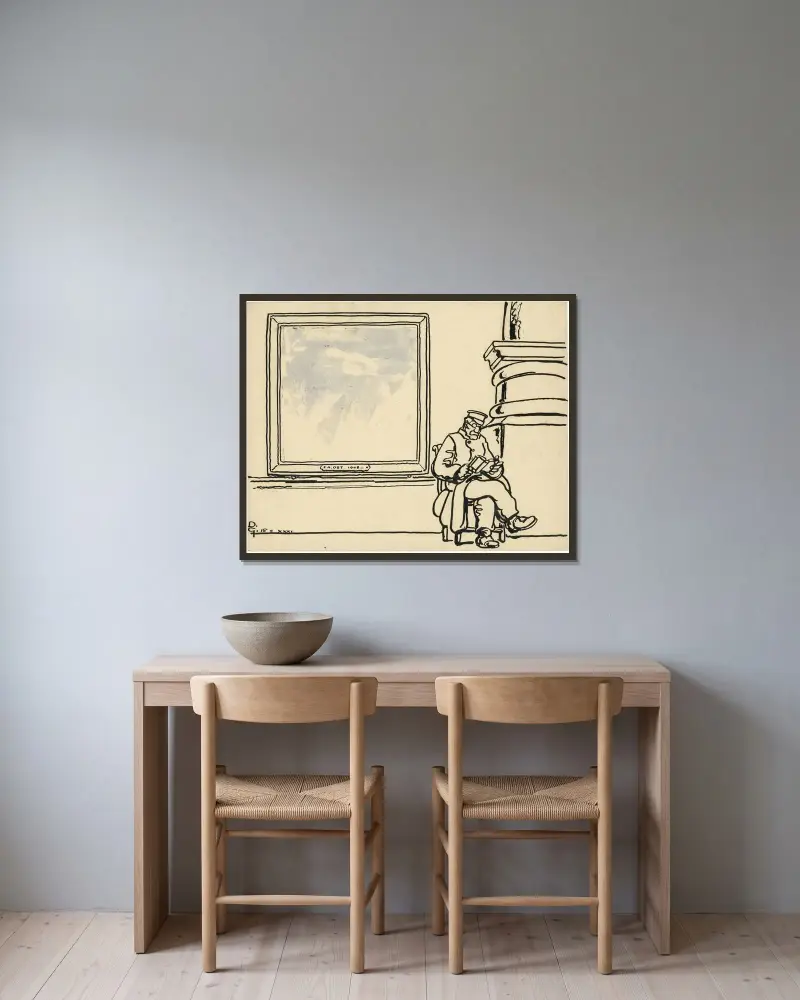 Suppoost naast schilderij van Ost. av Alfred Ost inramad på en vägg