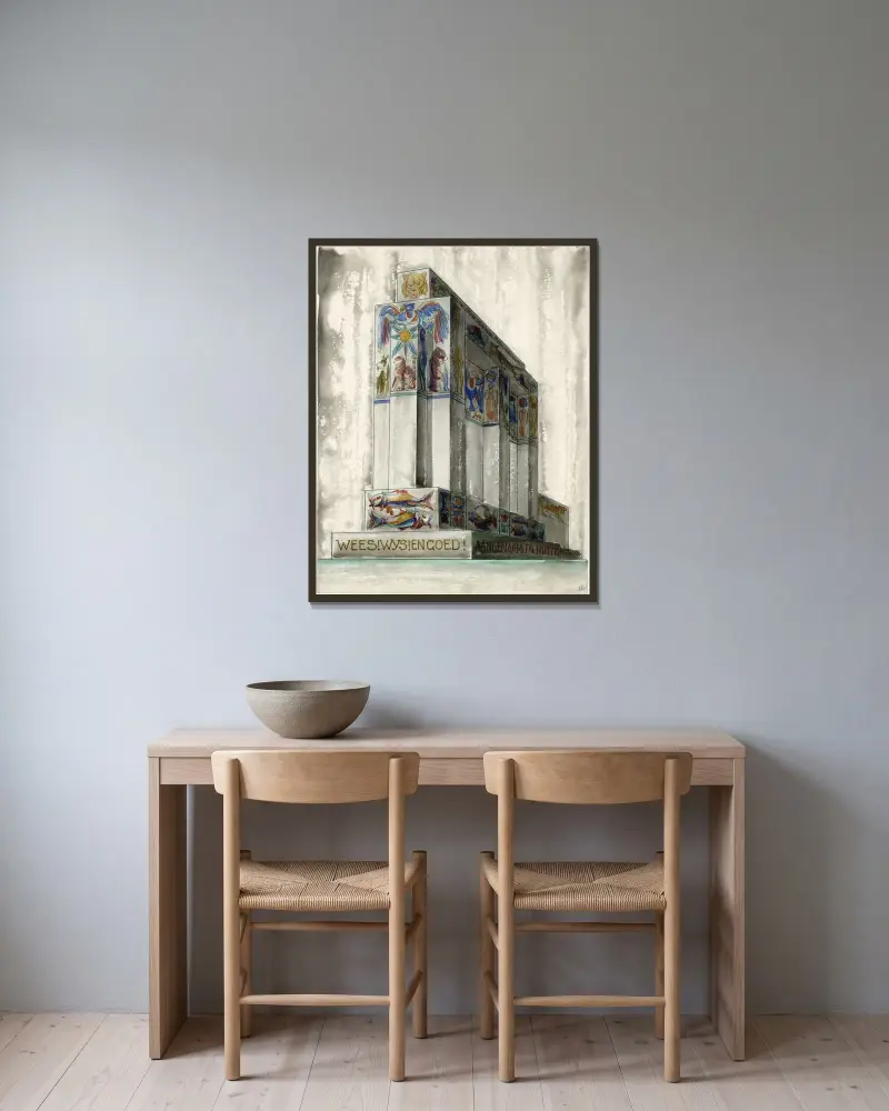Tempelmuur av Alfred Ost inramad på en vägg