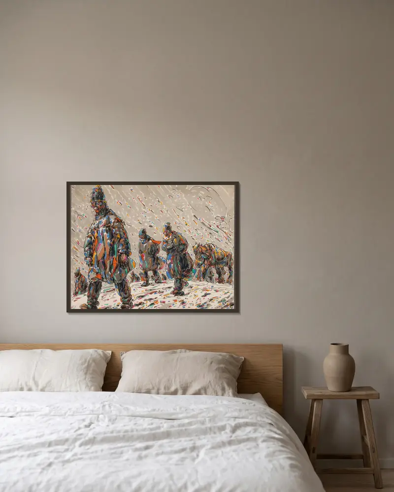 Durch den Schnee von Alfred Ost gerahmt an einer Wand