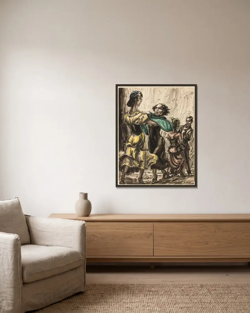 Zwei tanzende Paare, 1935 – Nr. 2 von Alfred Ost gerahmt an einer Wand