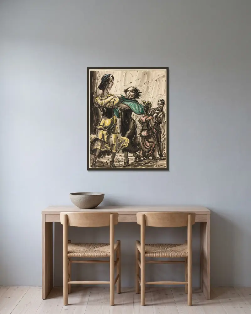 Zwei tanzende Paare, 1935 – Nr. 2 von Alfred Ost gerahmt an einer Wand