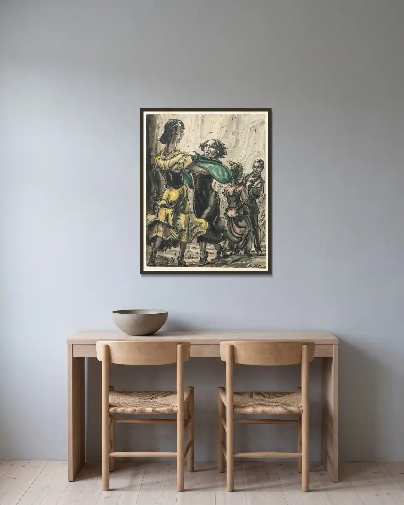 Två dansande par av Alfred Ost inramad på en vägg
