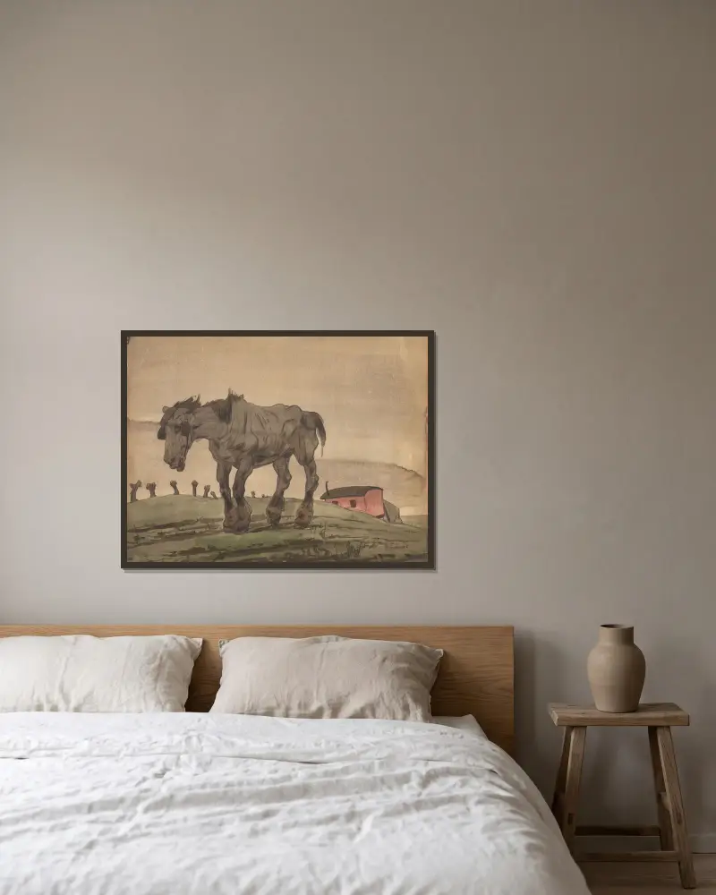 Verlassenheit („Das alte Pferd“) von Alfred Ost gerahmt an einer Wand