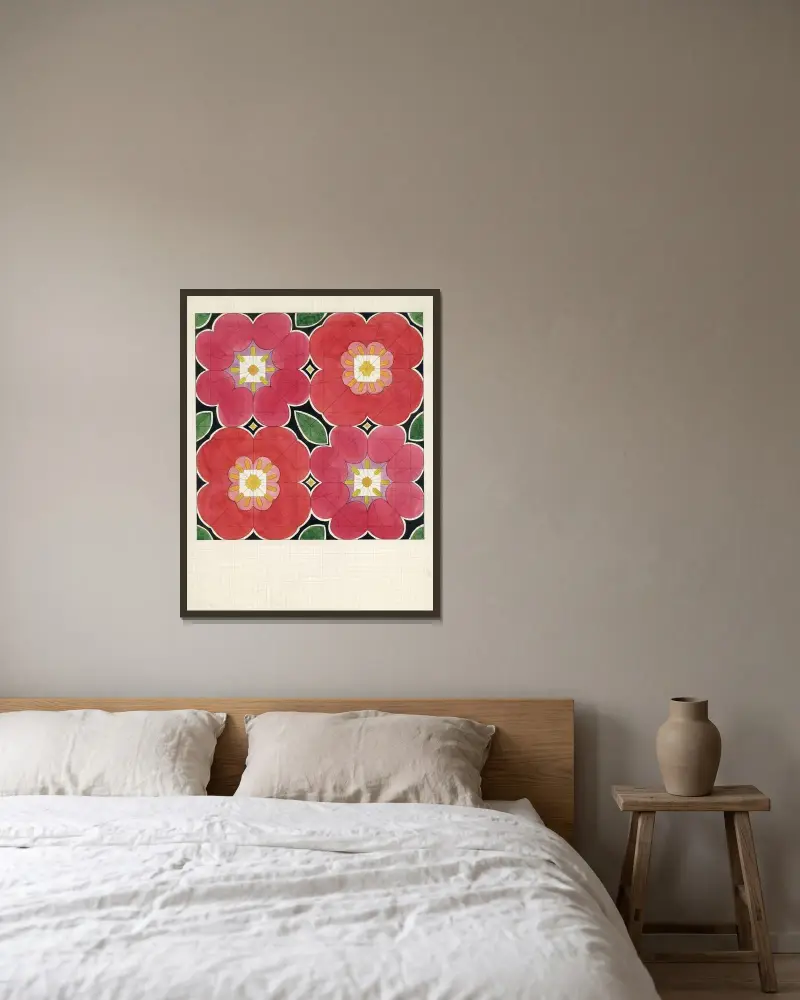 Vier Blumen von Alfred Ost gerahmt an einer Wand