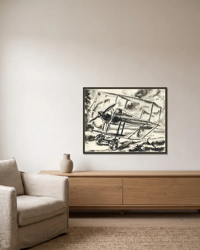 Flugzeug, 1934 – Nr. 1 von Alfred Ost gerahmt an einer Wand