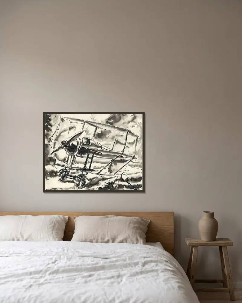 Flugzeug, 1934 – Nr. 1 von Alfred Ost gerahmt an einer Wand