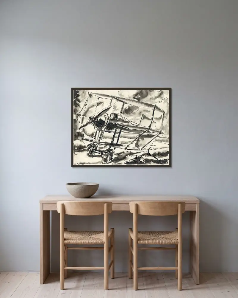 Flugzeug, 1934 – Nr. 1 von Alfred Ost gerahmt an einer Wand
