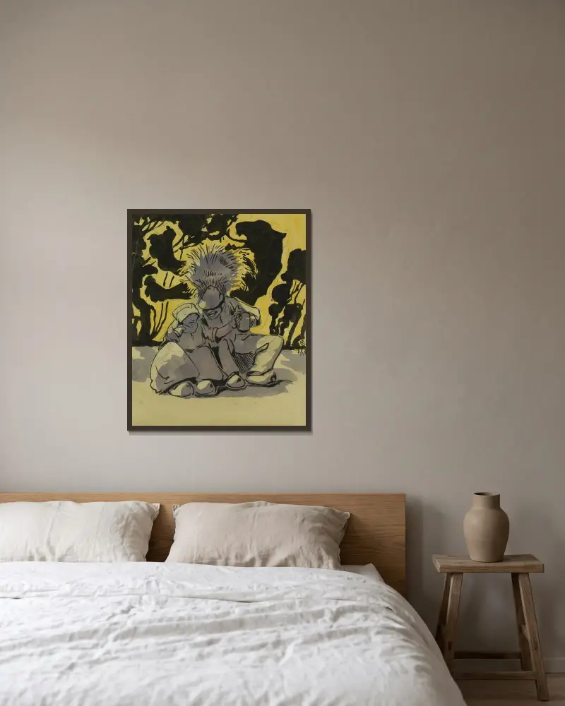 Förslag till affisch ’Vlaams Huis. Bryssel nr 4’ av Alfred Ost inramad på en vägg