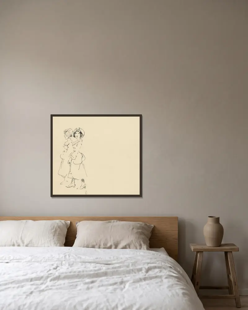 Vandrande damer av Alfred Ost inramad på en vägg