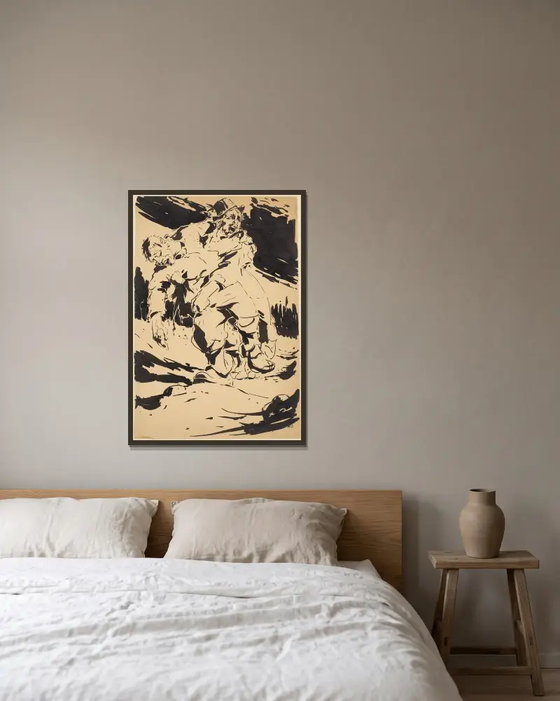 Waffenbrüder von Alfred Ost gerahmt an einer Wand