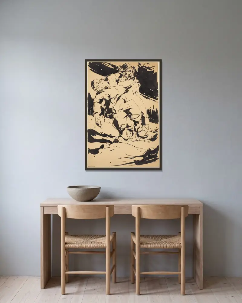 Waffenbrüder von Alfred Ost gerahmt an einer Wand