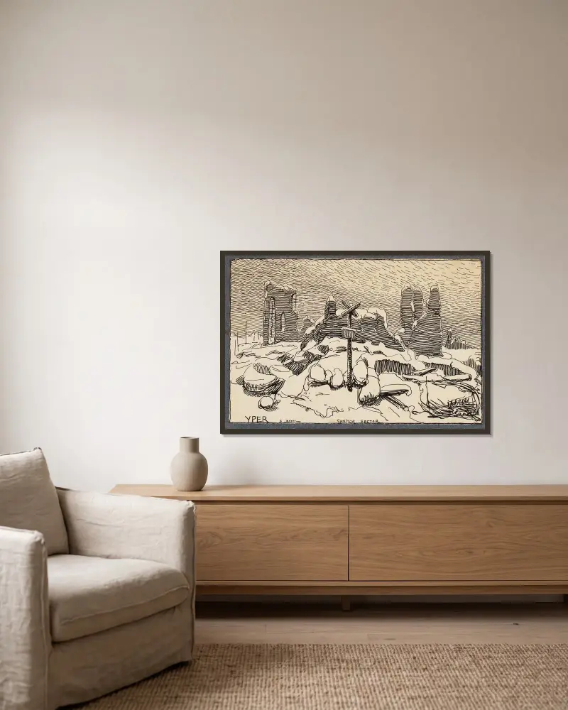 Ypres Remember, 1919 – Nr. 18 von Alfred Ost gerahmt an einer Wand
