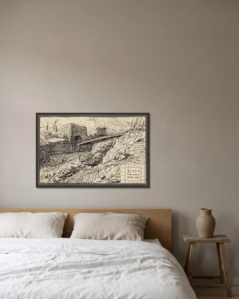 Ypres Remember av Alfred Ost inramad på en vägg