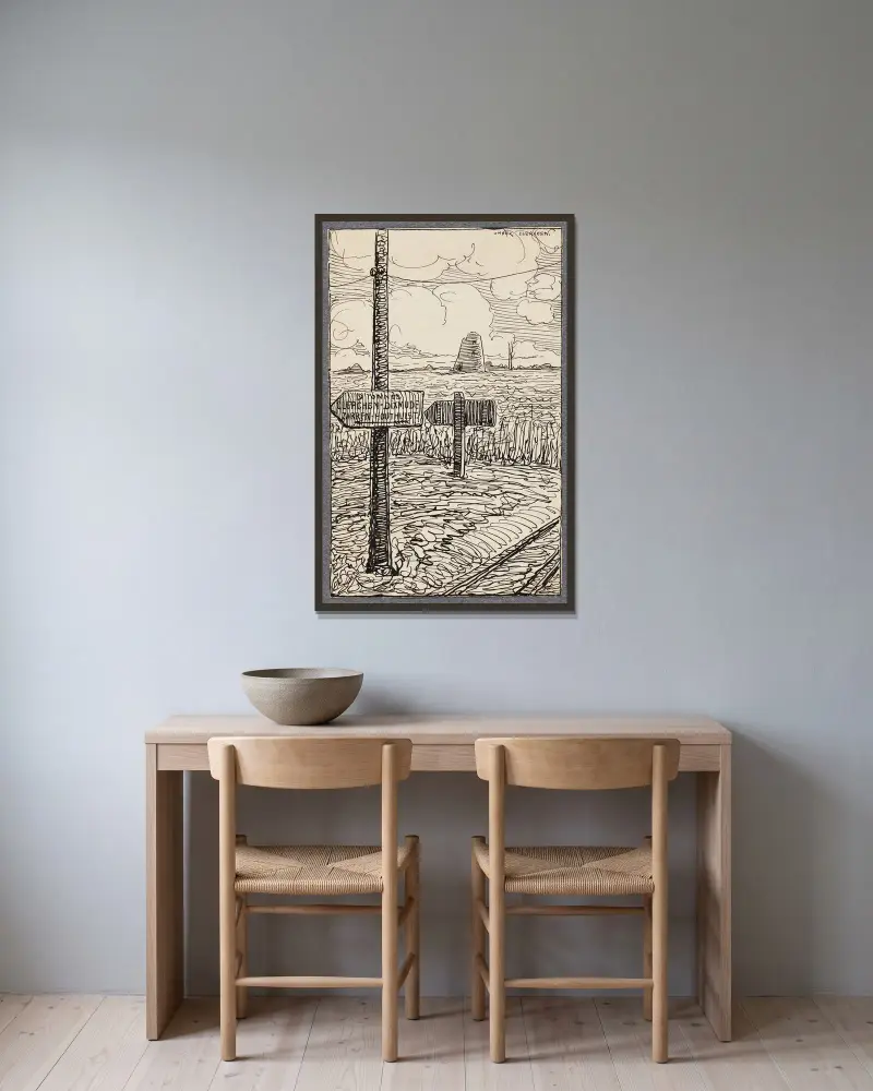 Ypres Remember av Alfred Ost inramad på en vägg