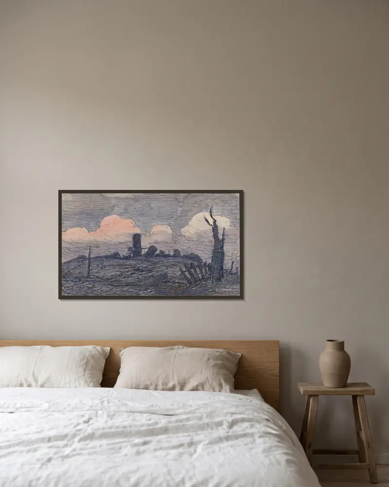 Ypres Remember av Alfred Ost inramad på en vägg