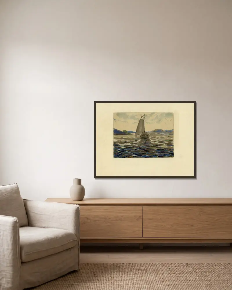 Segelboot auf dem Wasser von Alfred Ost gerahmt an einer Wand