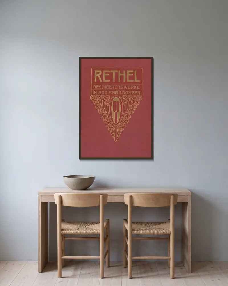 Alfred Rethel. Des Meisters Werke – cover av Alfred Rethel inramad på en vägg
